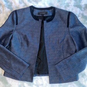 Kasper | Womens Sz 14 Sparkle Blue/Silver/Black Tweed Pocket Blazer Jacket Vest